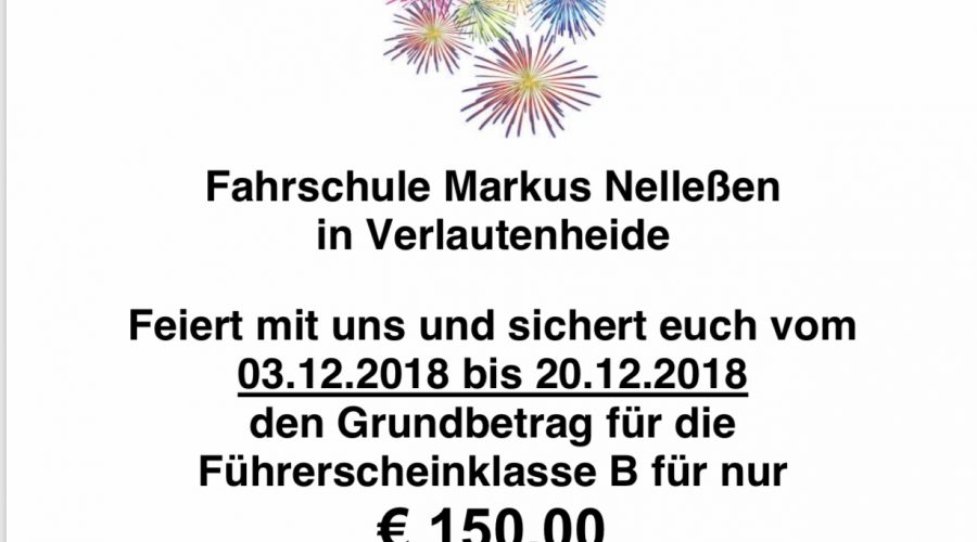 Angebot 20 Jahre Fahrschule Markus Nelleßen